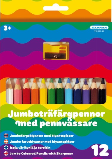 Kärnan Trefargeblyanter 12 stk. Halv-Jumbo