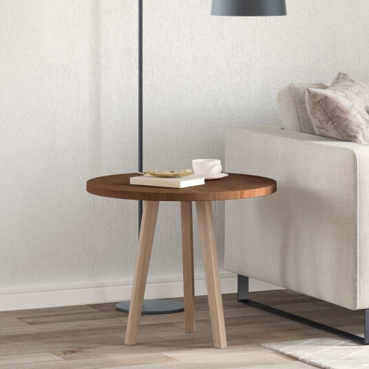 Bordplate Mørk brun Ø 60 x 2,5 cm Massivt Eiketre