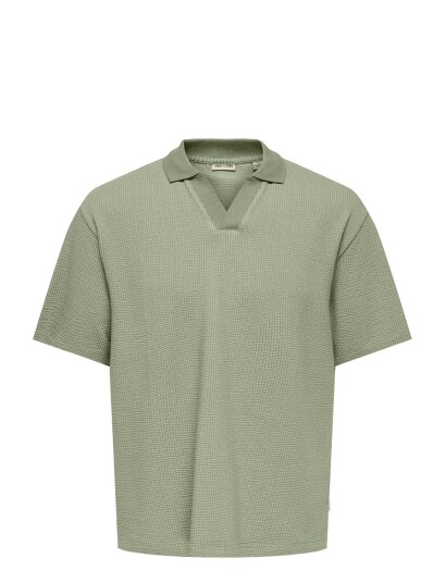 ONLY & SONS Osjkian Life Rlx Ss Strp Polo Jrs   Green   170 176