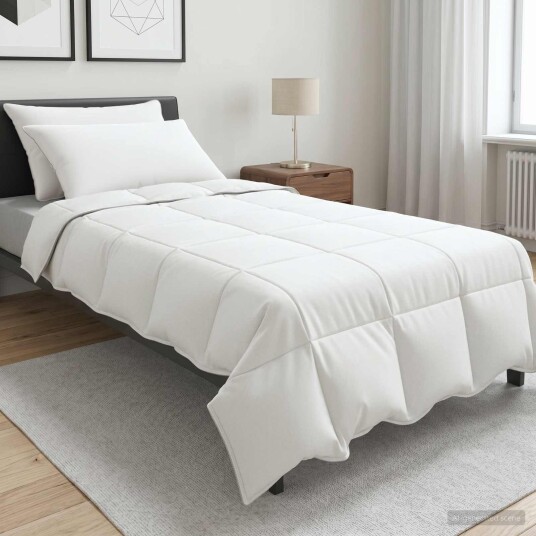 vidaXL Dyne Sett med pute Hvit 135 x 220 cm Polyester, Bambus vidaXL Dyne Sett med pute Hvit 135 x 220 cm Polyester, Bambus