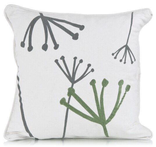 Madame® Pute m/dunfyll Madame hvit m/grå/grønne strå 50x50cm