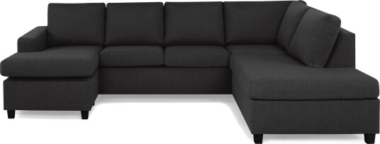 Crazy 4 seters Høyrevendt U formet Large Sofa med Divan og Sjeselong i Stoff Antrasitt