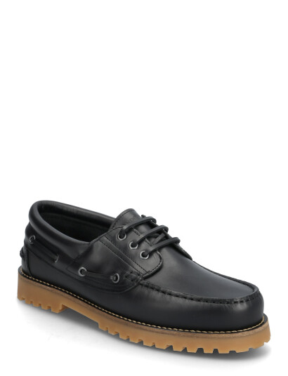 Garment Project Ollie Boat Shoe Black/Gum Leather Black 45