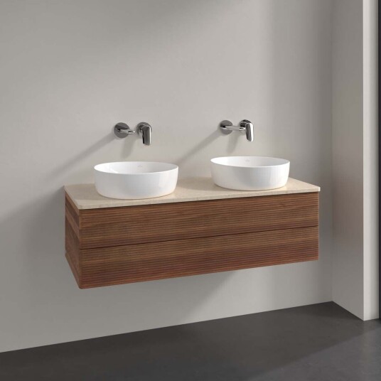 Villeroy & Boch Antao Servantskap med 2 skuffer 120x50x36 cm u/lys Valnøtt/Crème Villeroy & Boch Antao Servantskap med 2 skuffer 120x50x36 cm u/lys Valnøtt/Crème