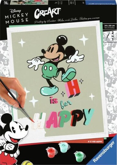 Ravensburger CreArt Mal etter nummer 14+ år H Is For Happy Mikke Mus