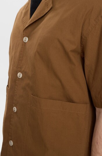 Anerkjendt Akotto Cotton Poplin Ss Overshirt   Brown   L