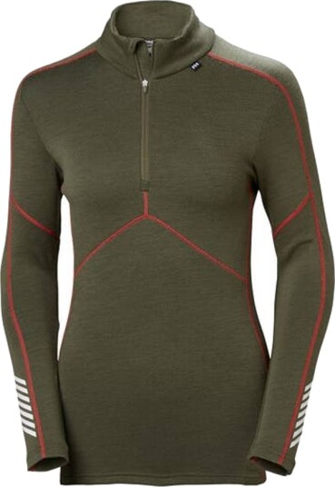 Grønn Helly Hansen W HH Lifa Merino Half Zip Ull Genser (XL)