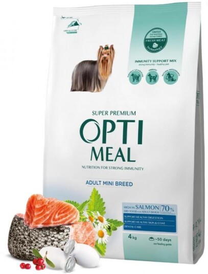 Optimeal Tørrfôr til Voksne Miniatyrhunder med Laks 4kg Optimeal Tørrfôr til Voksne Miniatyrhunder med Laks 4kg