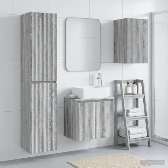 vidaXL Baderomsinnredningssett 3 stk. Grå Sonoma 33 x 34,5 x 160 cm