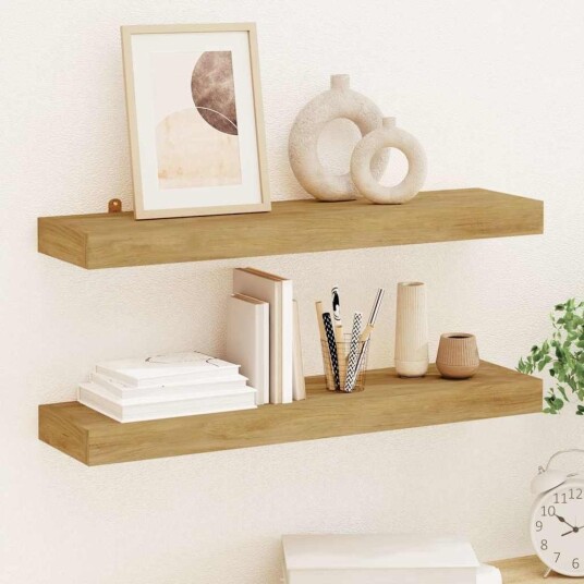 vidaXL Vegghyller 2 stk 60x15x6 cm heltre teak