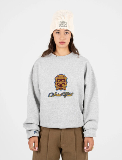 Prohibited Emblem Patch Crew Neck - Grey - L Prohibited Emblem Patch Crew Neck - Grey - L