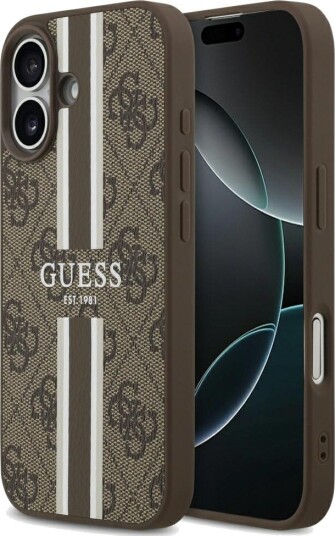 Guess 4G MagSafe-deksel til iPhone 17 med trykte striper - brun