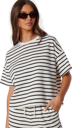 Pieces Pcchilli Summer Sweat Stripe Cloud Dancer Stripes:W. Black XS