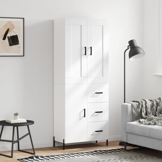 vidaXL Highboard hvit 69,5x34x180 cm konstruert tre 8720845492397