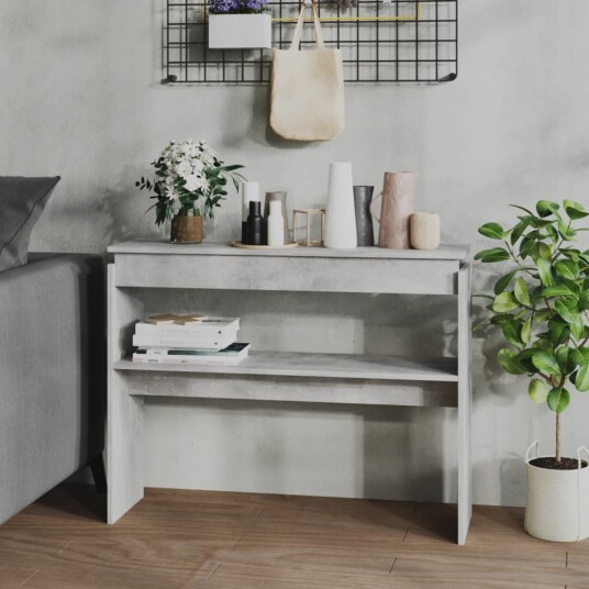 vidaXL Konsollbord betonggrå 102x30x80 cm sponplate