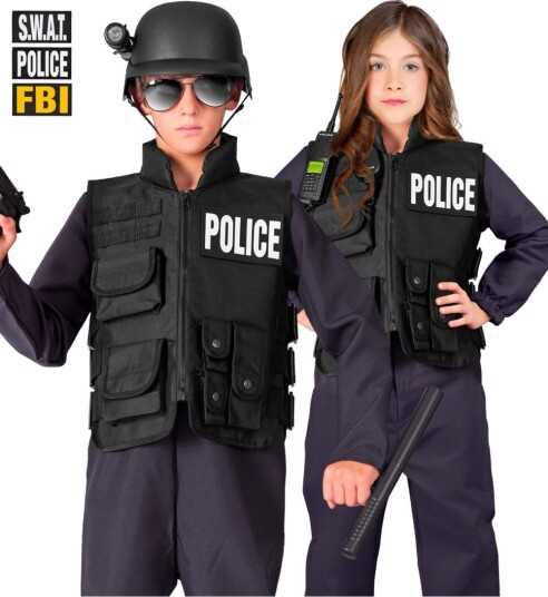 Widmann S.W.A.T / FBI / POLICE Vest med 3 Avtagbare Merker – Barn Widmann S.W.A.T / FBI / POLICE Vest med 3 Avtagbare Merker – Barn
