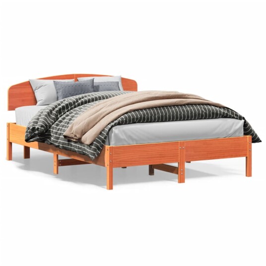  Sengeramme med hodegavl voksbrun 120x200 cm heltre furu 8721012243255