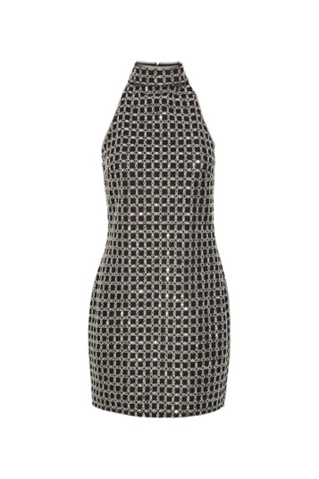 ROTATE Beaded Halterneck Dress Kjole Sort Mønster 38