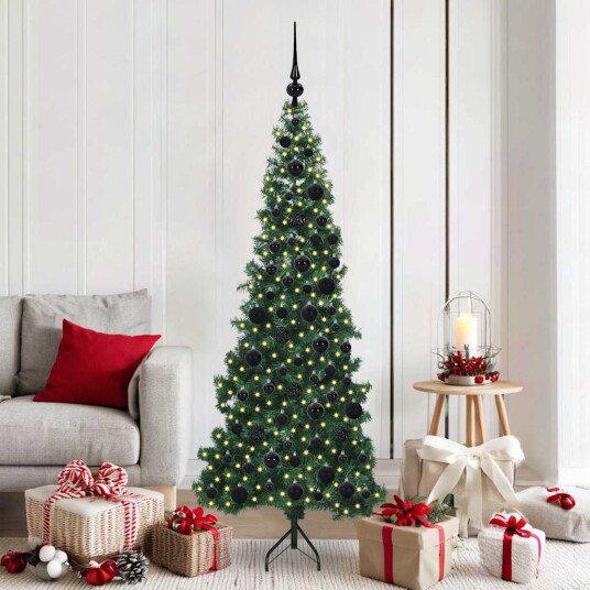 Hjørne Kunstig Jul Tre med 300 LED grønn 180 cm PVC og metall