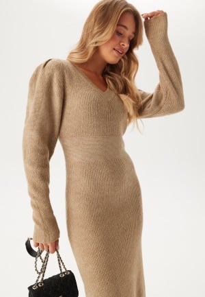VERO MODA Vmangalina Ls V-neck 7/8 KNIT Silver Mink M