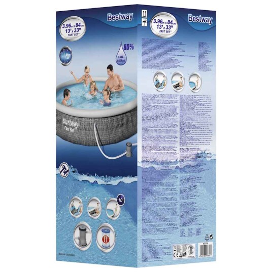 Bestway Oppblåsbart basseng Fast Set med pumpe 396x84 cm