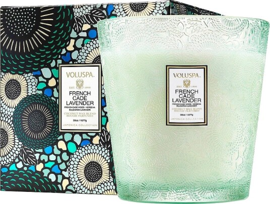 Voluspa French Cade & Lavender Boxed Luxe Jar Candle 80H Grønn
