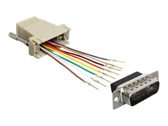 Delock Adapter Sub-D 15 Pin male > RJ45 female assembly kit - seriell adapter - grå
