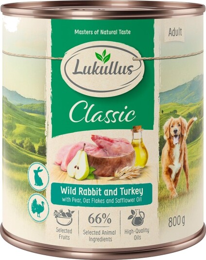 Lukullus Våtfôr Villkanin Og Med Pære Havregryn Og Saflorolje Kalkun 6 X 800 G