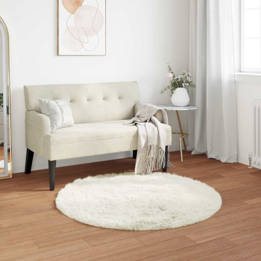 Faux Skinnmatte Tafalla Hvit Ø 80 cm Polyester