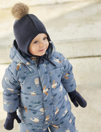 Minymo Hat W. Detachable Fake Fur - Navy - 9-12M