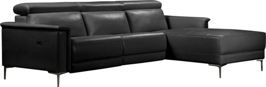 Hjørnesofa 3 seter Lund Svart PU Høyre Elektrisk Recliner Svart PU Høyre Elektrisk Recliner