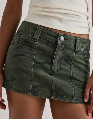 Nelly Grønn Mini Pattern Jeans Skirt Nelly Grønn Mini Pattern Jeans Skirt