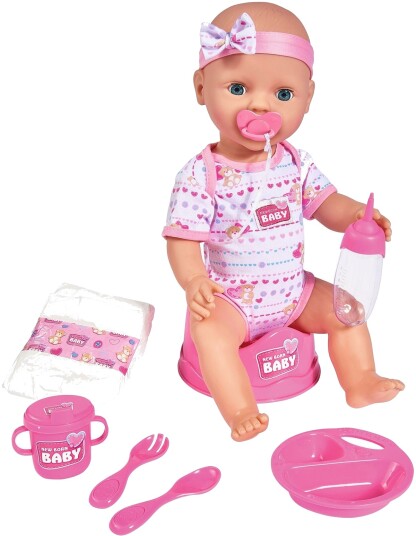 New Born Baby Dukke 43 Cm Med Rosa Sett New Born Baby Dukke 43 Cm Med Rosa Sett