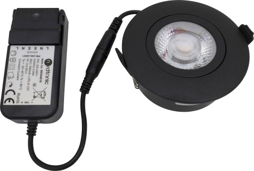 Nordtronic Low Profile Flexible downlight driver Ø8,3 cm sort 3000K