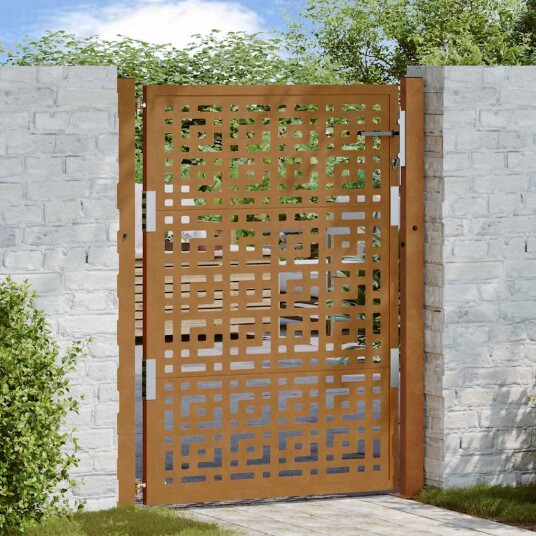 Hageport 105x130 cm oksidert stål kryssdesign