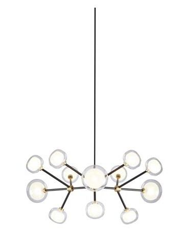 TOOY Nabila 552.12 Taklampe Matt Sort/ Børstet Messing med Klar Glass