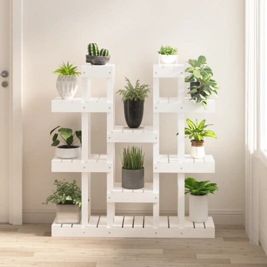 vidaXL Plantestativ hvit 104,5x25x109,5 cm heltre furu vidaXL Plantestativ hvit 104,5x25x109,5 cm heltre furu
