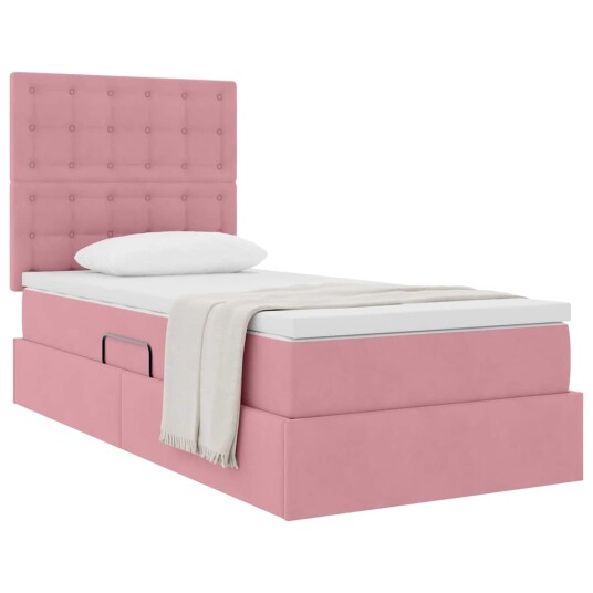 Seng med lagring og madrass med madrass Rosa 90 x 200 cm Fløyel