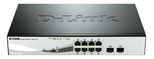 D-Link Web Smart Dgs-1210-08P - Switch - Styrt - 8 X 10/100/1000 (Poe) + 2 X Gigabit Sfp - Stasjonær, Rackmonterbar - Poe (45 W)