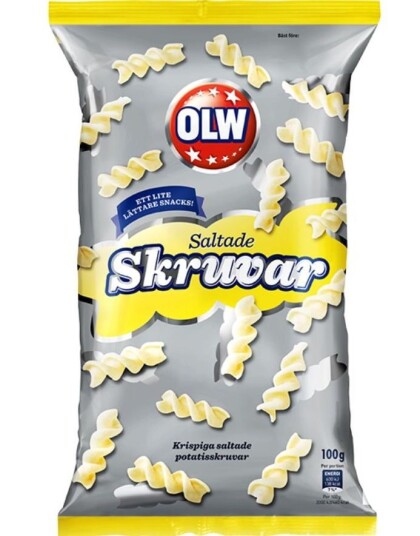 OLW Saltade Skruvar Saltede Potetgullskruer 100 gram