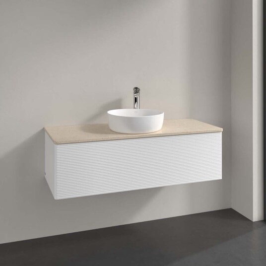 Villeroy & Boch  Antao Servantskap med 1 skuff 120x50x36 cm m/lys Hvit Matt/Crème