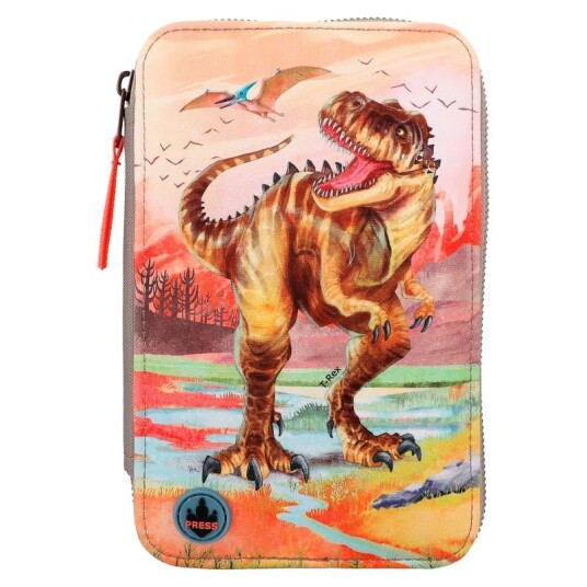 Dino World Triple Pencil Case LED Khaki Brown 412381 Dino World Triple Pencil Case LED Khaki Brown 412381