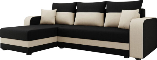 Hewlet Sofa med Divan 3 seter   Svart/Beige