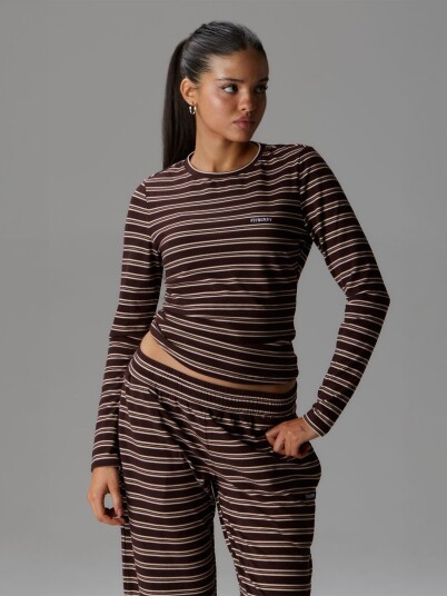 Fitberry Palmer Soft Stripe Top Brun XXS Fitberry Palmer Soft Stripe Top Brun XXS