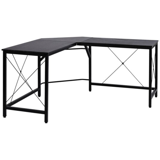 Databord L Shape Hjørnebord Vinkelbord Mdf Svart 150X150X76Cm