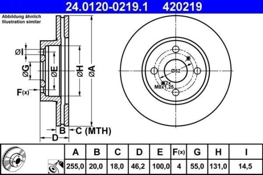 Bremseskive ATE 24.0120-0219.1 Bremseskive ATE 24.0120-0219.1