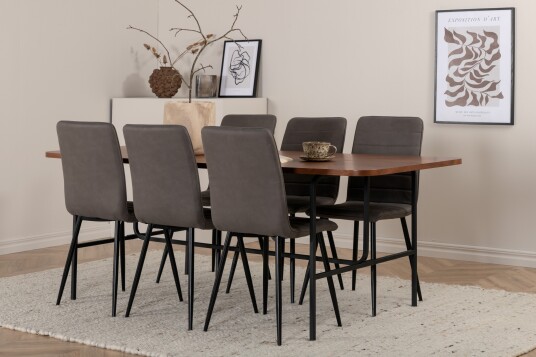 Venture Home Spisebord Uno Med 6 stk Windu Lyx Spisestol