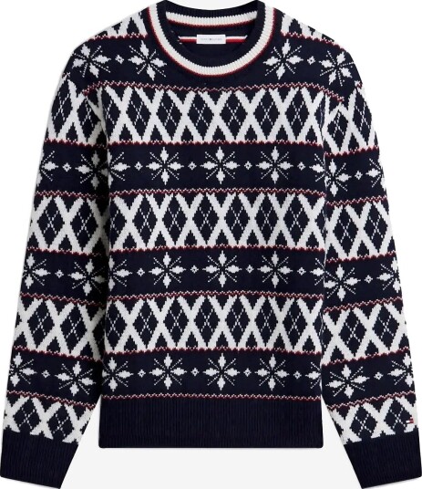 Tommy Hilfiger Aop Fairisle Wool Blend Crewneck NAVY BLUE IVORY REGATTA TAWNY S