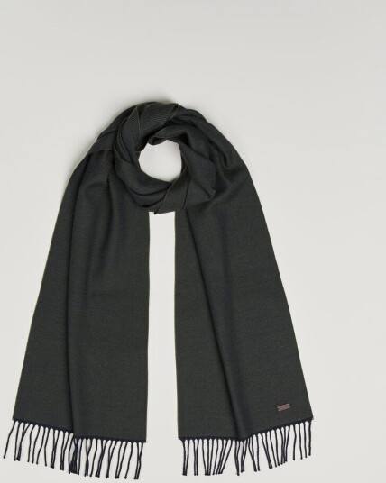 Eton Twill Merino Wool Scarf Dark Green