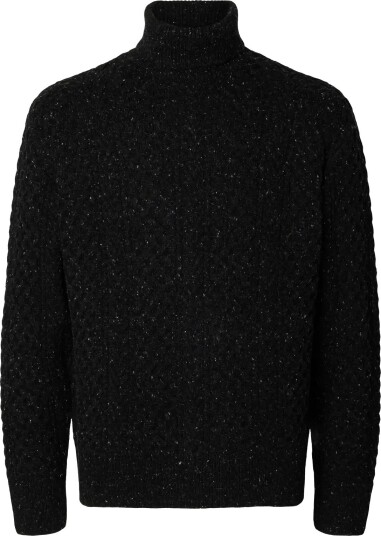 Selected Slmland Ls Knit Cable Roll Neck BLACK XXL